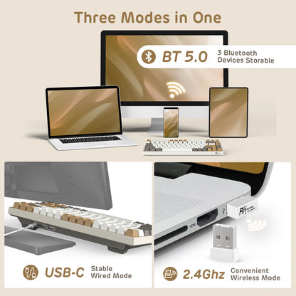 75% Triple Mode BT5.02.4GUSB-C Hot Swappable Mechanical Keyboard