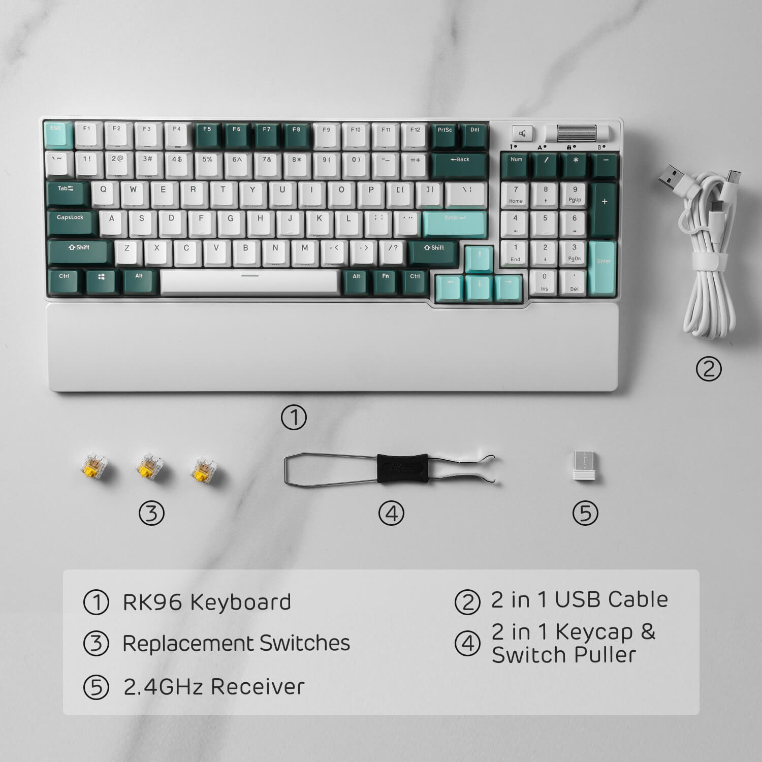 96 Key Wireless RGB Hot Swappable Mechanical Keyboard store (Kalih MX Cream)