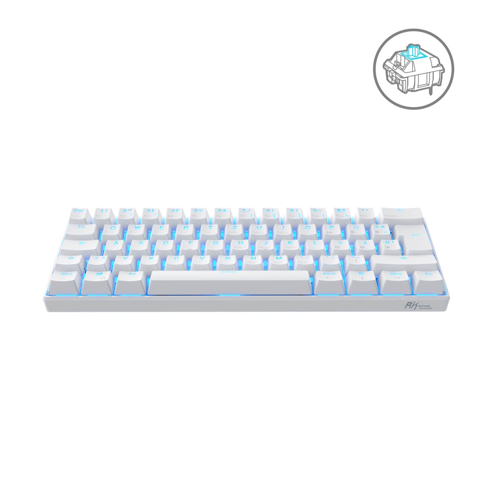  RK ROYAL KLUDGE RK61 Wireless 60% Mechanical Gaming Keyboard,  Ultra-Compact 60 Keys Bluetooth Mechanical Keyboard with Programmable  Software (Blue Switch, White) : Video Games