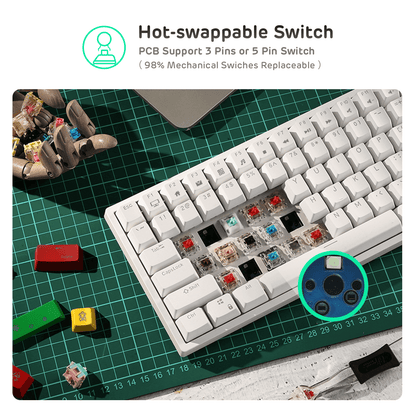 compact keyboard with hot swappable switch