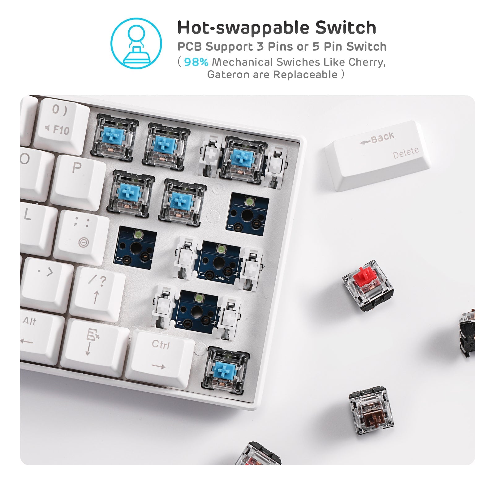 hot swappable white gaming keyboard  Open-Box